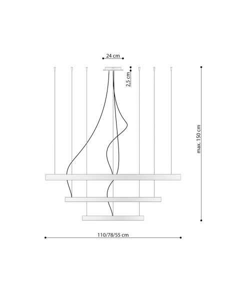 Lámpara RIO 3 55/78/110 dorada LED 3000K
