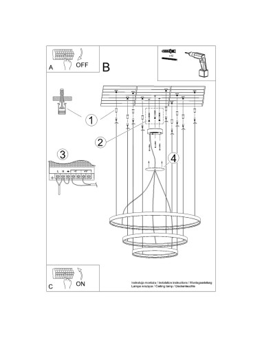 Lámpara RIO 3 55/78/110 dorada LED 3000K