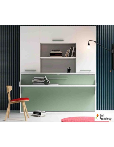 Cama abatible con mesa de estudio y armario