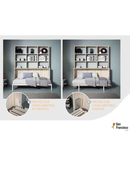 Cama abatible con estanterias a medida