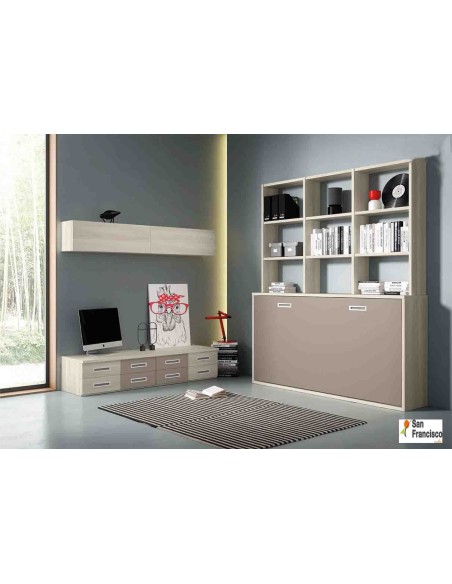 Cama abatible de 90x190cm con libreria