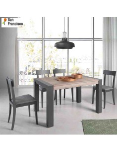 Mesa de comedor con 2 extensibles 130x90cm abierta 40cm + 40cm