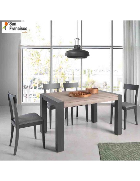 Mesa de comedor con 2 extensibles 130x90cm abierta 40cm + 40cm