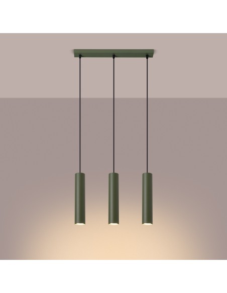 Lámpara colgante LAGOS 3L verde oliva