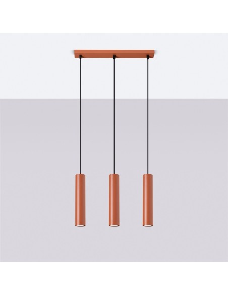 Lámpara colgante LAGOS 3L rojo ocre