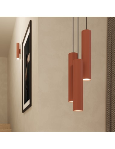 Lámpara colgante LAGOS 3L rojo ocre