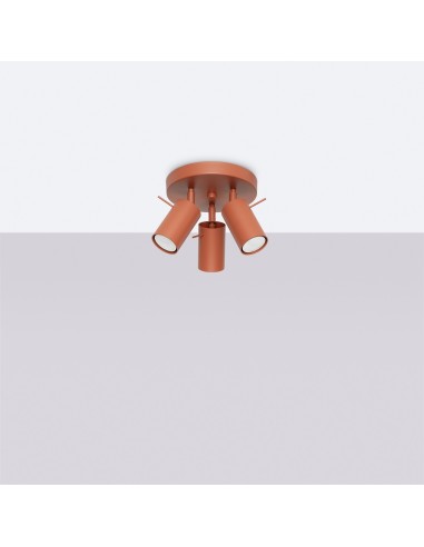 Plafón RING 3P rojo ocre