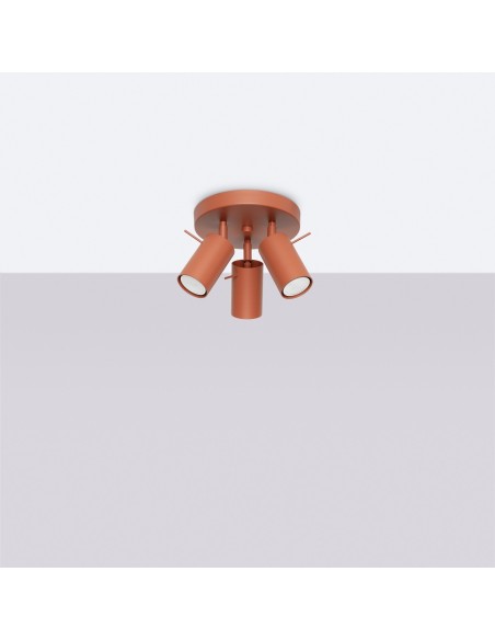 Plafón RING 3P rojo ocre