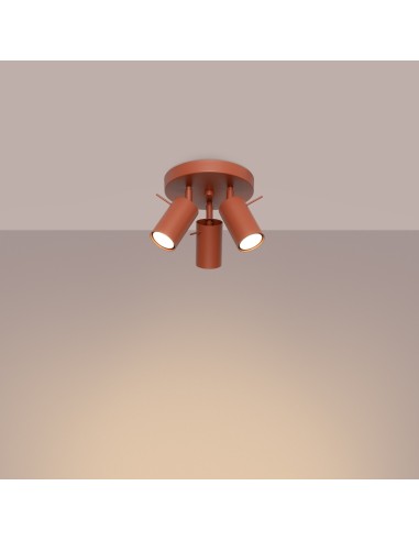 Plafón RING 3P rojo ocre