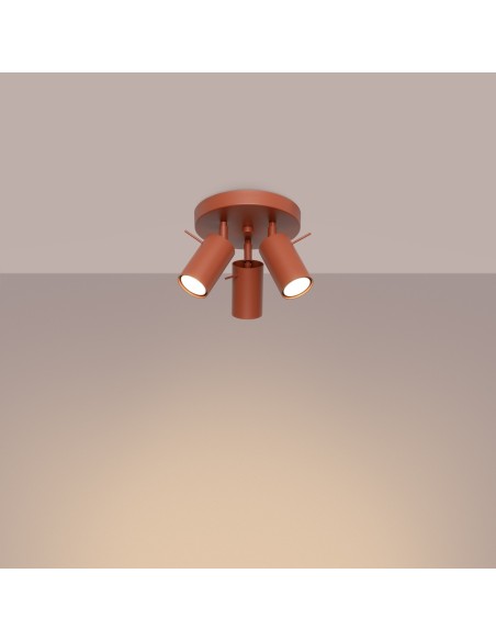 Plafón RING 3P rojo ocre