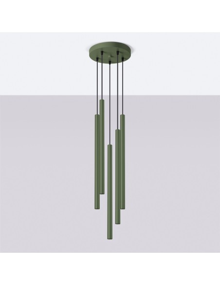 Lámpara colgante PASTELO 5P verde oliva