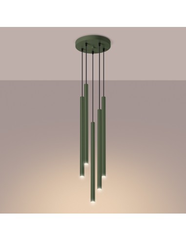 Lámpara colgante PASTELO 5P verde oliva