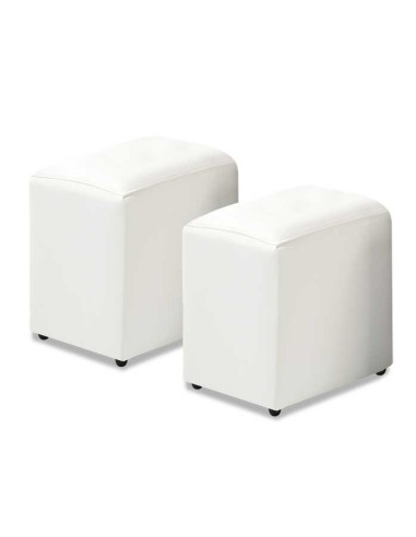3612A Juego 2 pouff polipiel color blanco.