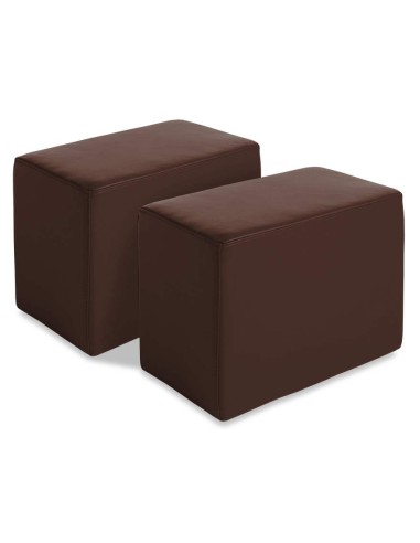 6056A Juego 2 pouf polipiel color chocolate.