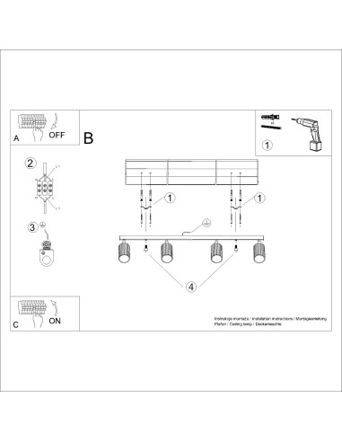 Lámpara de techo KARBON 4L oro