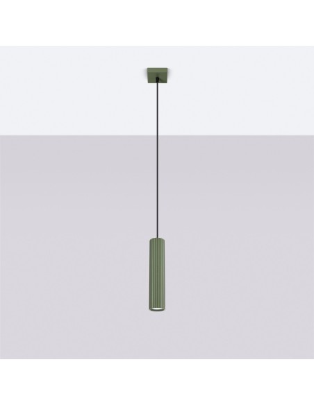 Lámpara colgante KARBON 1 verde oliva