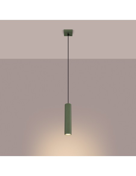 Lámpara colgante KARBON 1 verde oliva