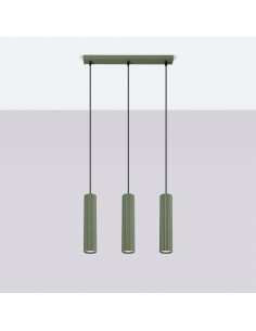 Lámpara colgante KARBON 3L verde oliva 2