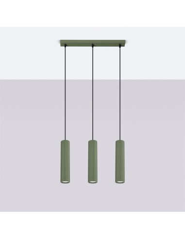 Lámpara colgante KARBON 3L verde oliva
