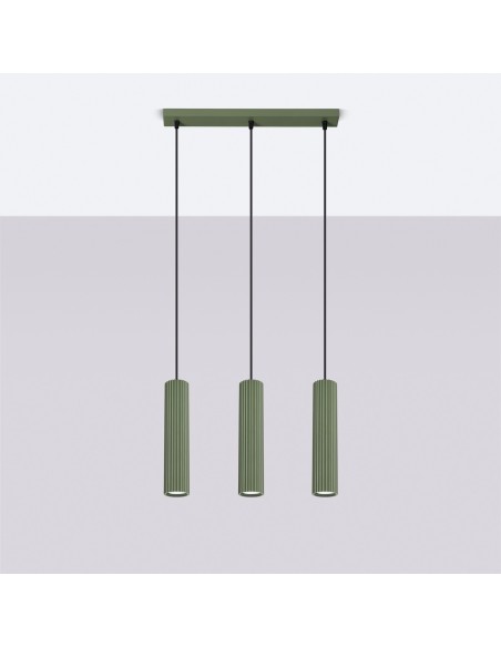 Lámpara colgante KARBON 3L verde oliva