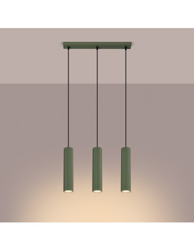 Lámpara colgante KARBON 3L verde oliva