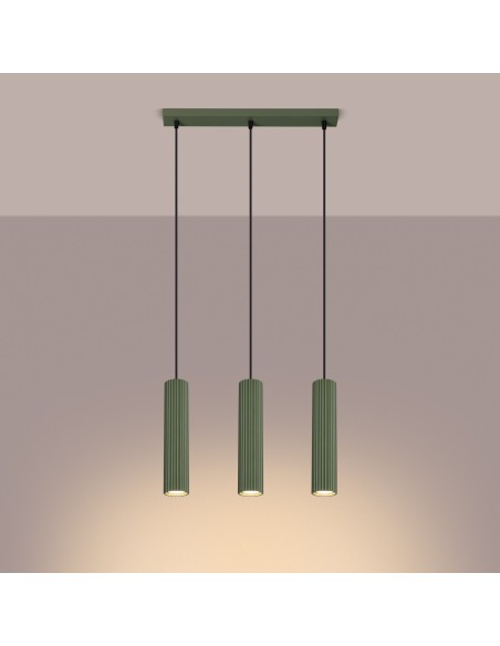 Lámpara colgante KARBON 3L verde oliva