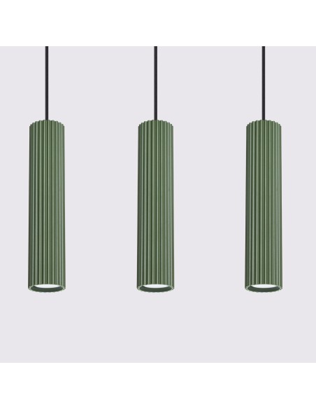 Lámpara colgante KARBON 3L verde oliva