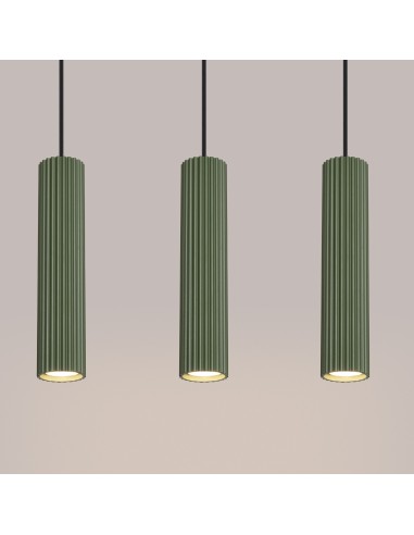 Lámpara colgante KARBON 3L verde oliva