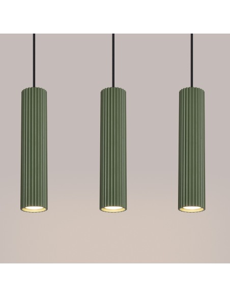 Lámpara colgante KARBON 3L verde oliva