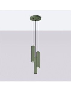 Lámpara colgante KARBON 3P verde oliva 2