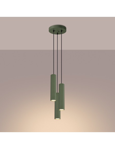 Lámpara colgante KARBON 3P verde oliva