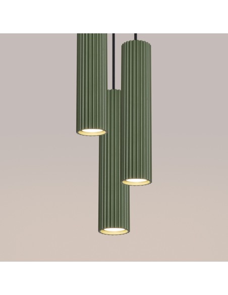 Lámpara colgante KARBON 3P verde oliva