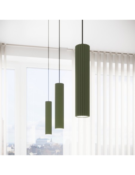Lámpara de techo KARBON 4L verde oliva