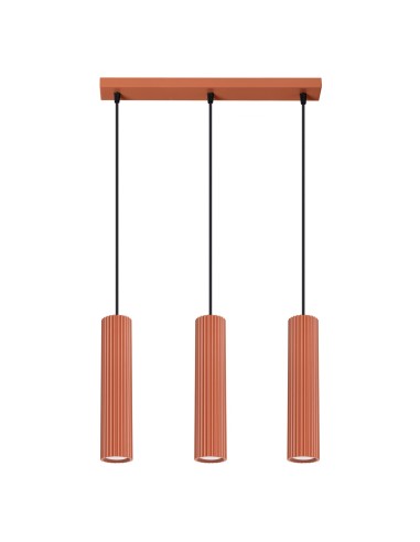 Lámpara colgante KARBON 3L rojo ocre