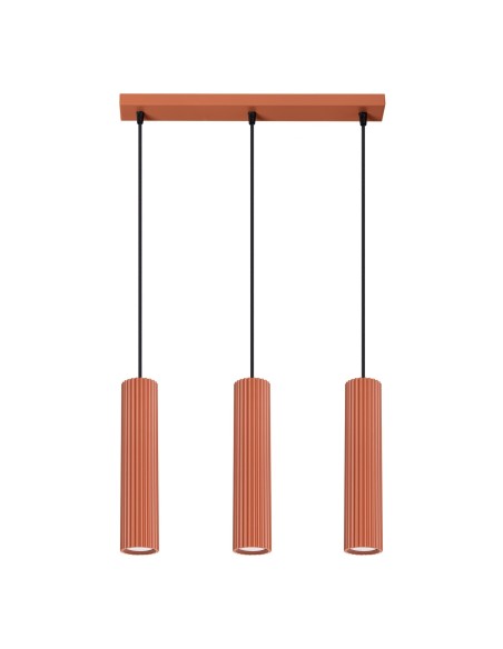 Lámpara colgante KARBON 3L rojo ocre