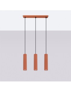 Lámpara colgante KARBON 3L rojo ocre 2