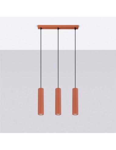 Lámpara colgante KARBON 3L rojo ocre