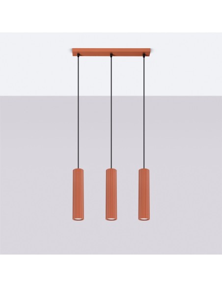 Lámpara colgante KARBON 3L rojo ocre