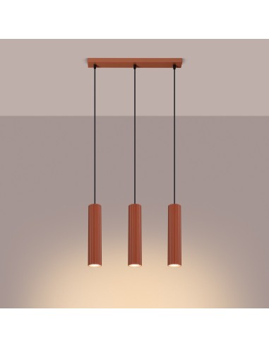 Lámpara colgante KARBON 3L rojo ocre