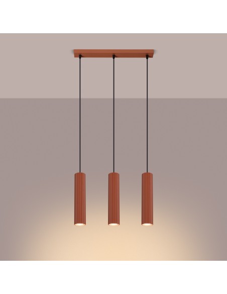Lámpara colgante KARBON 3L rojo ocre