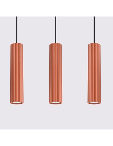 Lámpara colgante KARBON 3L rojo ocre
