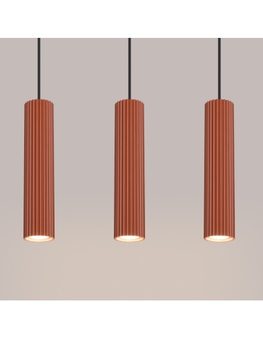Lámpara colgante KARBON 3L rojo ocre