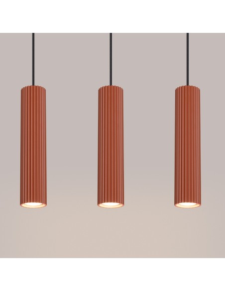 Lámpara colgante KARBON 3L rojo ocre