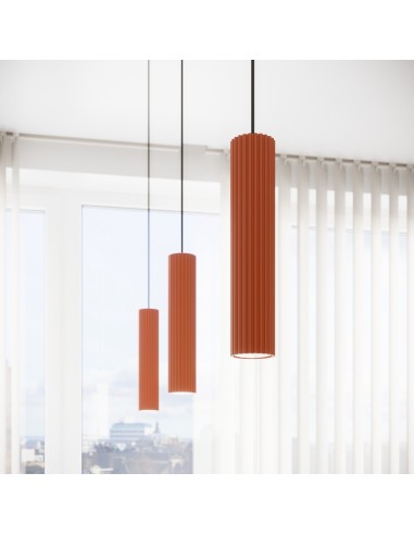Lámpara colgante KARBON 3L rojo ocre