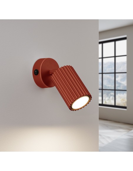 Aplique KARBON rojo ocre con interruptor