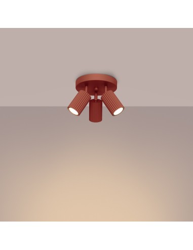 Lámpara de techo KARBON 3P rojo ocre