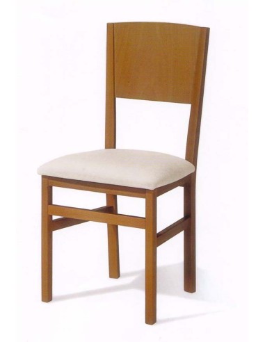 SFDAN28 Silla de comedor. Acabado barniz o laca y tapizada en chenilla o polipiel. Vista frontal.
