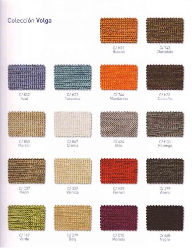 CARTA DE COLORES DE CHENILLA.