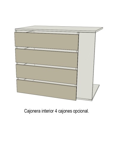 Croquis cajonera de 4 cajones interiores opcional.