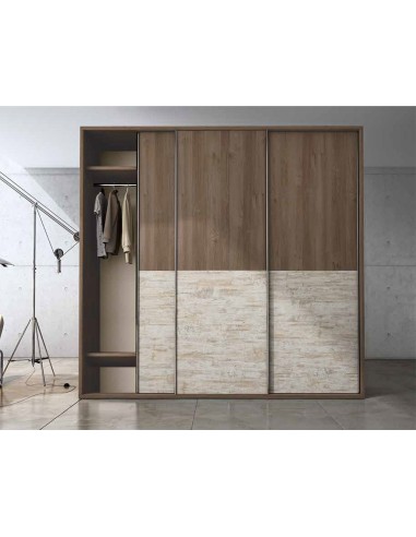 Armario 3 puertas correderas Duo de 220cm Acabado Perkín y Vintage.